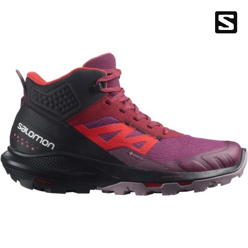 Botas Caminhada Salomon Outpulse Mid GTX Feminino Fucsia Vermelhas Pretas | PT H49327